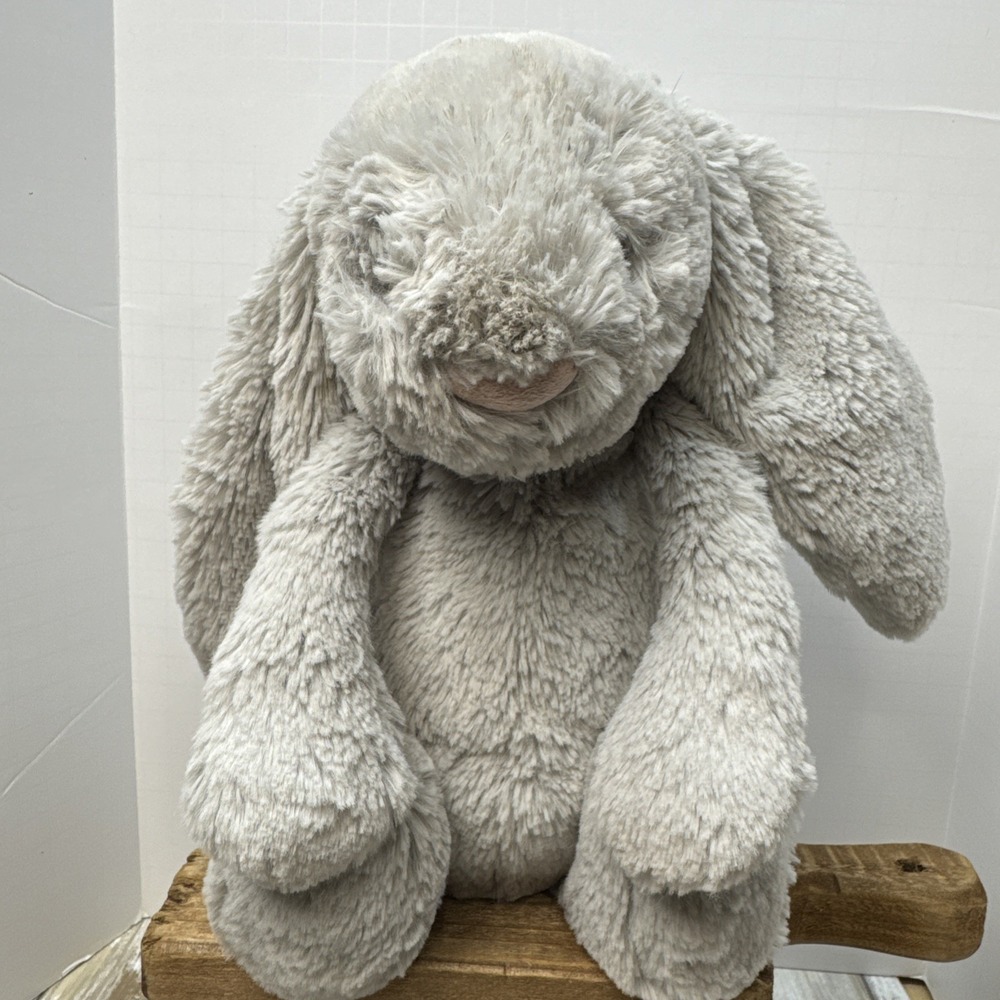 VTG Jellycat The Little White Company Medium Silver Bunny Plush NEEDS AN EYE